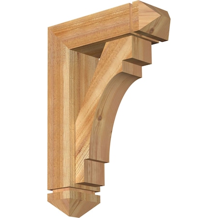 Merced Arts And Crafts Rough Sawn Bracket W/ Offset Brace, Western Red Cedar, 6W X 18D X 26H